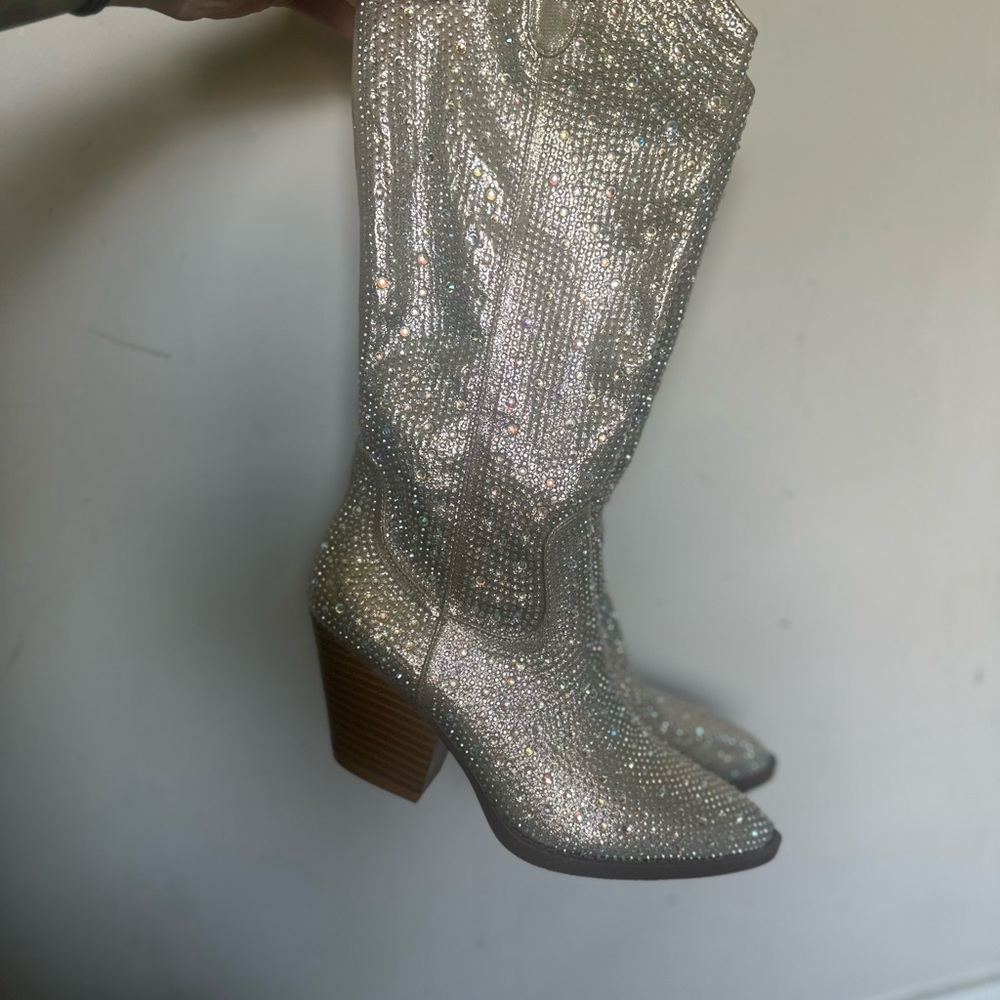 Silver Rhinestone Women's Boots
